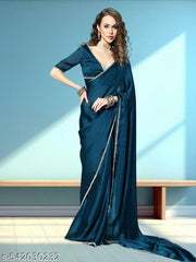 Beautiful Two Tone Rangoli Saree with Original Mirror Lace Border