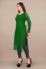 Woman Straight Net Fabric Kurtis