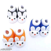 Kids with fabulous desigins & colors booties  Baby shoes/ Baby Booties/ Booties/ New born baby shoes for baby boy and baby girl with fancy bunny comfortable and skin friendly pack of 3 pair