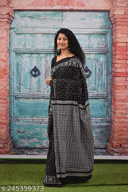 Pinkcity Trade World ETHNIC PURE COTTON MULMUL SAREE WITH BLOUSE