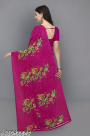 Priykar Daily Wear Georgette Saree with Unstitched Blouse Piece