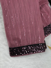 Elegant Sequin Net Saree with Matching Blouse