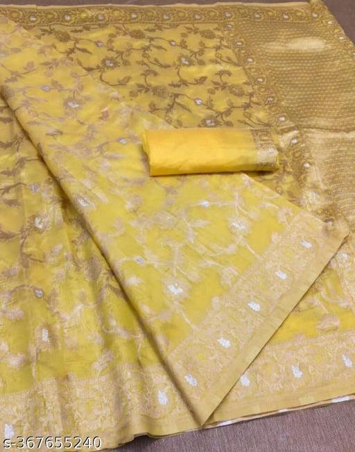 Premium Zari work woven Orgenza  Saree