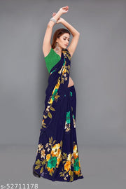 Pretty, Printed Georgette Saree with Blouse Piece