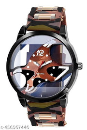 Analog Dial Brown Band Green Watch for Men & Boys – Stylish & Trendy