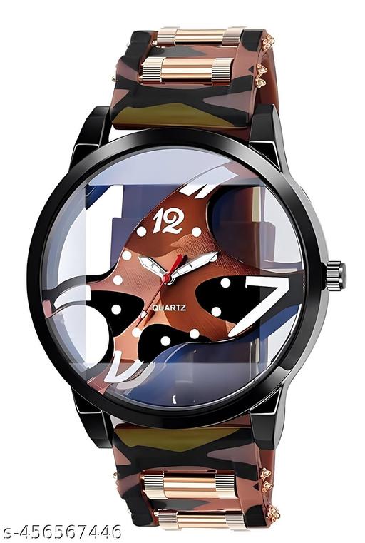 Analog Dial Brown Band Green Watch for Men & Boys – Stylish & Trendy