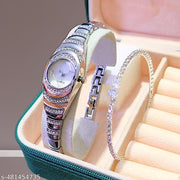 New Arrival Stylish Attractive Ethnic Silver Bracelet Look Analog Watch for Girls