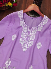 Cotton Embroidered Short Kurta for Women and Girl