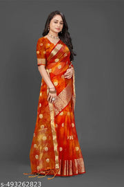 NEW FANCY ORGANZA SAREE  MULTY COLOUR SAREE