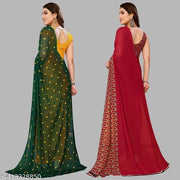 Printed Daily Wear Georgette Sarees with blouse piece (Pack of 2)