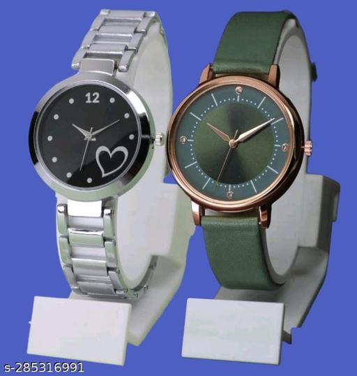 Professional Round Dial Mate Shade Metal And Lethaer  Belt Analog Combo  Women Watches