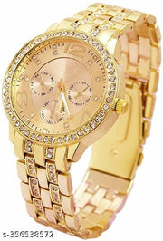 MKR Store New Golden Stone Studded Sekou Wrist Watch For Men & Women Analog Watches STYLISH AND TRENDY ANALOG WATCH FOR GIRLS AND WOMEN WATCH BEAUTIFUL GIRLS WATCH BIRTHDAY GIFT WATCH