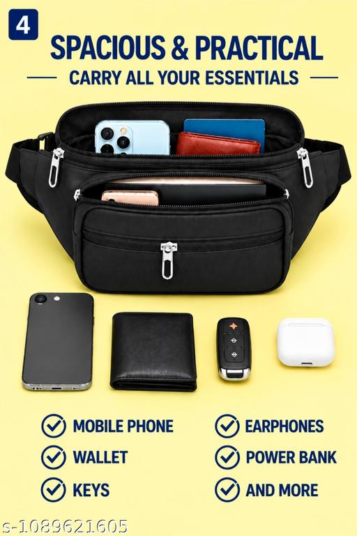 Men’s Premium Multi-Pocket Waist Bag | Crossbody Belt Bag | Travel & Daily Use