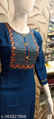 Trendy Women's Straight Embroidery Kurtis