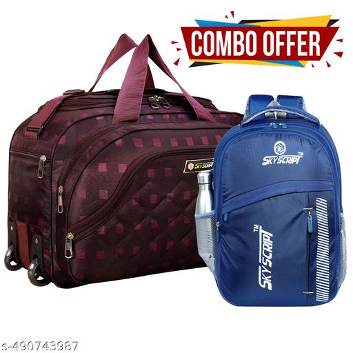 SKY SCRIPT 65L Polyester Travel Duffle Bags/Daffal Bags/Travel Bags/Travelling Bags with Combo of 33L Waterproof Backpack Bag for School/College/Travel /Offices /Boys /Girls and Teens.