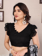 Floral Printed Women's Party Wear Saree With Unstiched Blouse Pieace