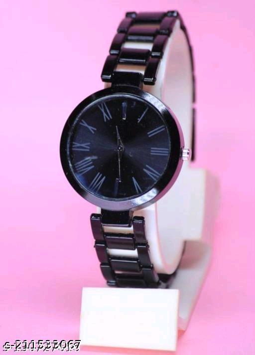 Fancy Solid Metal Dial Attractive Matt Metal Chain Belt Analog Watches for Women