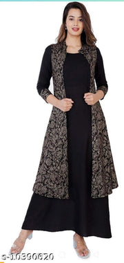 Women's Black Solid Rayon Kurti