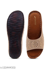 TRASE Women's Fashion Slippers | Doctor Ortho Soft & Comfortable Slip-Ons for Women & Girls | Lightweight & Stylish, Diabetic & Orthopedic Footwear, Ideal for Knee & Foot Pain (44061, Beige)