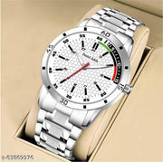 Men's Steel Chain RB01 Silver White Men style Boys Hand Watch Gents 2022 Luxury Design Steel Chain New Model Analog Watch - For Men