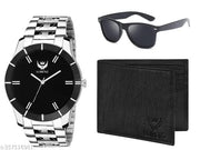 Lorenz Gift Combo of Black Dial Watch, Wallet and Wayfarer Sunglasses for Men- CM-1066SN-WL-BLK
