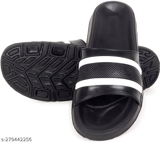 Men Flip Flop Slides Slippers Black)