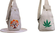 Beige Canvas Sling Bag with Orange Lantern Tree Print | Unisex Crossbody Shoulder Backpack | Adjustable Strap Travel Bag for Women & Men | Lightweight Casual College Office Everyday Bag