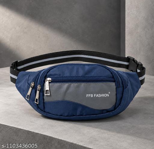 FFB FASHION Unisex Waist Bag | Multi-Pocket Travel Pouch with Adjustable Strap | Stylish Sling Bag |Walking & Daily Use.unisex waist bag, quilted bag, mobile pouch, travel pouch.