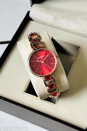 Watch for Women,Watch for Girl ,Waterproof Women Wrist Watches Red Dial diamond Studded watch Formal,Casual,Festive,Partywear,Wedding,Western Party