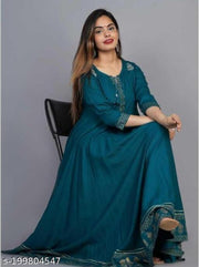 RUDRAKSH Women's Embroidered Rayon Anarkali Kurta|Gown for Women|Flared Kurta for Women|Women's Rayon Printed Flared Anarkali Kurti| Anarkali Kurti for Women & Girls