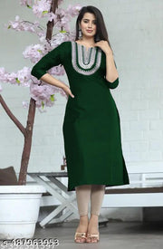 Meesho New Launch latest Very Beautiful Simple Straight Embroidered Sequence Work Designer Round Neck Women Kurti Kurta Dress