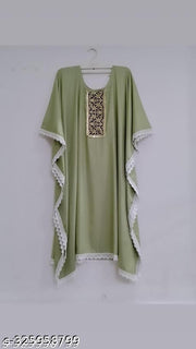 Cotton RAYON  GREEN Kaftan Kurti For Women & Girls