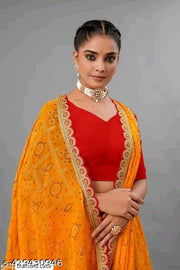 BANDHNI PRINTED WITH EMBROIDERY CUTWORK LACE PARTY WEAR WEDDING WEAR DESIGNER SAREE