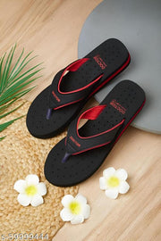Aaksu Dr ORTHO COMFY Soft Women's Diabetic & Orthopedic Light Weight Slippers FlipFlops black red