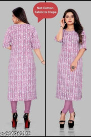 Polyster/Crepe fabric-Best Trendy Printed Straight Kurti On Lowest Price & Best Quality