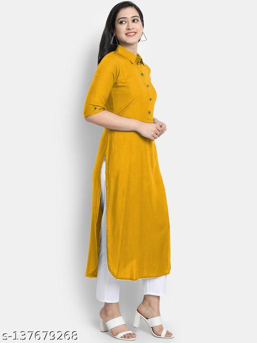 Women's Solid Rayon Kurtis