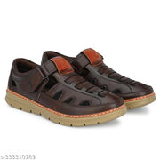 XEYLO Men's Stylish & Premium Quality Genuine Faux  Leather Velcro Roman Sandals | Sandal For men | Bantu Sandal | Floater Sandal | Slipper | Sandal For Men | Boys Sandal | Trending Sandal for men|