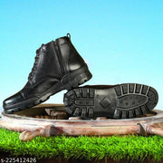 Coolsteps shoes Men's Black Genuine Leather Lace-Ups Police Boot Shoe