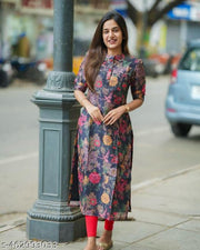 FASHIONABLE  COTTON DIGITAL PRINT KURTI BLACK FOR WOMAN WEAR