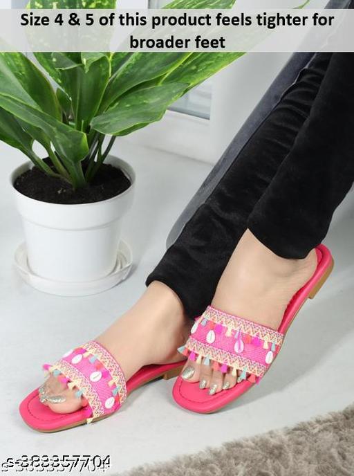BAMBAM Women's Elegant Embroidered Woven Strap Flat Sandals | Fashionable Tassel Detail Comfort Wear Footwear for Casual & Travel Use