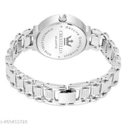 CRESTELLO Silver Plated Bracelet Analog Wrist Watch for Women (Blue Dial)