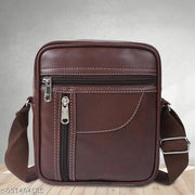MORABIA Men Black Leather Sling Bag Crossbody Messenger Bag