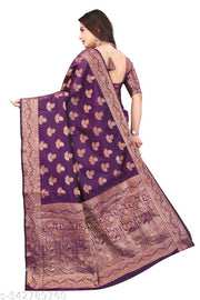 Banarasi Copper Silk Saree with Rich Gold Zari Weaving & Runnig Blouse Piece