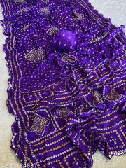 TRENDY MIRROR BORDER BANDHANI SAREE