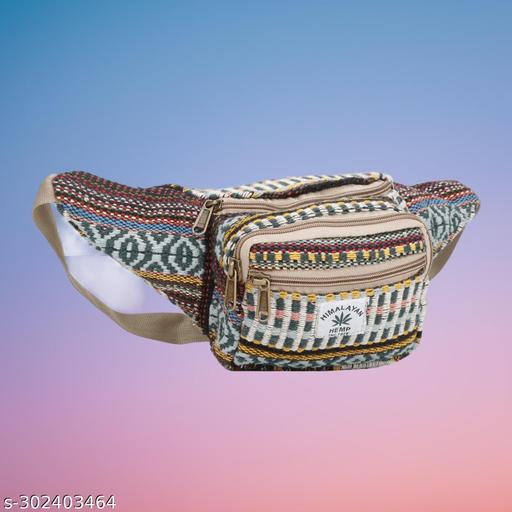 KRYSTAL Hemp Fanny Pack, Adjustable Waist and Multiple Pockets, Waist Bag & for all purpose (Multicolour) Pack of 1