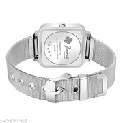Jainx Square Black Dial Steel Mesh Chain Analog Wrist Watch for Women - JW85604