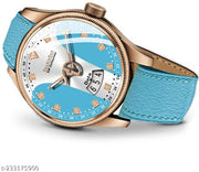 3D Glass Date Display Dial Leather Belt Analog Watch - for Men
