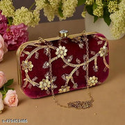Rajasthani Party Clutch for Women Box Clutch with Golden Chain Sling Embroidery Bag