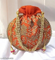 Traditional Silk Potli Purse with Floral Embroidery | Bridal, Party & Festive Handbag pack of 2