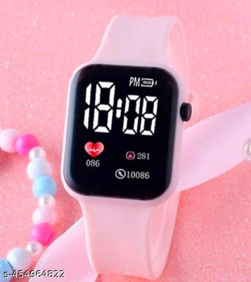 Trending Pink Colour Small Led Light Digital Watch for Kids Girls